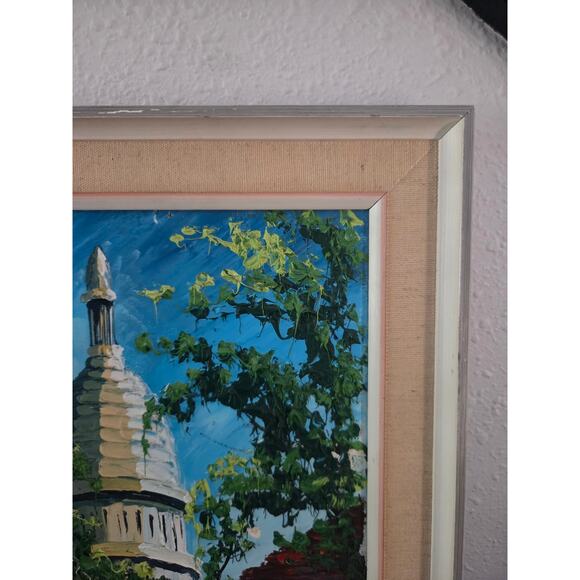 Peitit Signed Palette Knife Oil Painting Paris Street Scene 18.5x10.75 Vintage - Picture 4 of 10